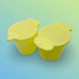 Tupperware Sugar Bowl Creamer Set Flip Top Lids 577 574 Yellow Serving Vintage